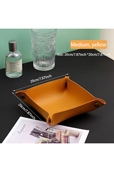 Choice3 Yellow middle Living Room Entrance Key Storage Box Leather Desktop Co...
