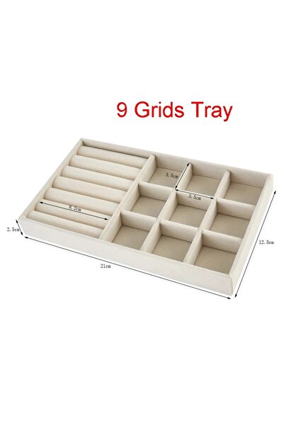 Choice 9 Grids Tray Velvet Jewelry Display Exquisite Jewellery Holder Portabl...