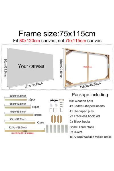 Choice 75x115cm Various Sizes Canvas Frame Wooden Frames Natural Wooden Photo...