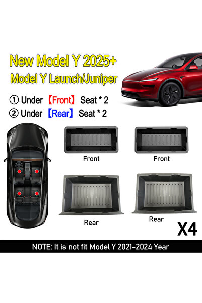 Choice3 Full Set 4pcs Under Seat Storage Box For Tesla Model Y Juniper 2025 C...