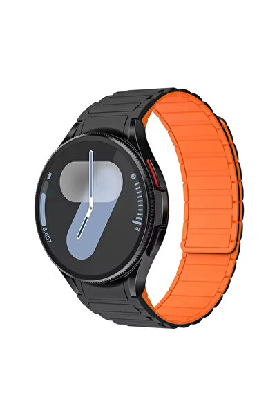 Choice19 Galaxy 7 40mm 44mm 03 black orange Silicone Magnetic No Gaps Strap F...