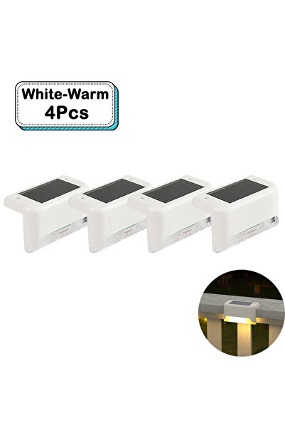 Choice11 Whtie-Warm 4 Pcs Outdoor Solar Step Lights Warm White LED Waterproof...