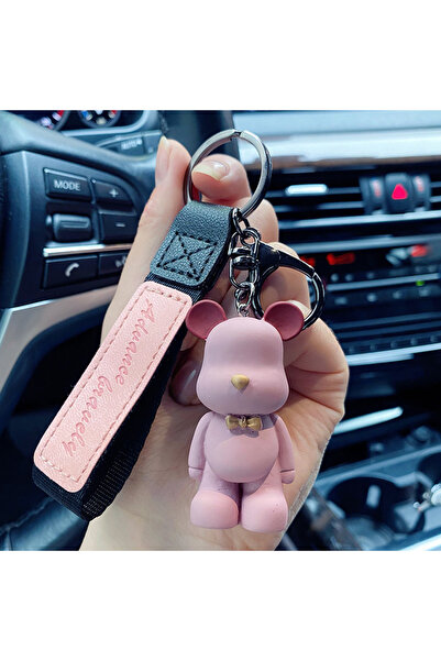 Choice Pink Bear New Simple Fashion Cute PVC Bow Tie Bear Keychain Kawaii Car...