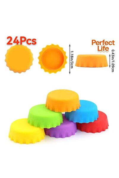 Choice 24piece 2/12/24Pcs Candy Colors Silicone Beer Bottle Caps Bar Home Bre...