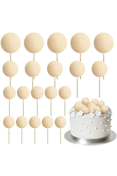 Choice10 Beige 20Pcs Colorful Balls Cake Topper Mini Balloons Cupcake Insert ...