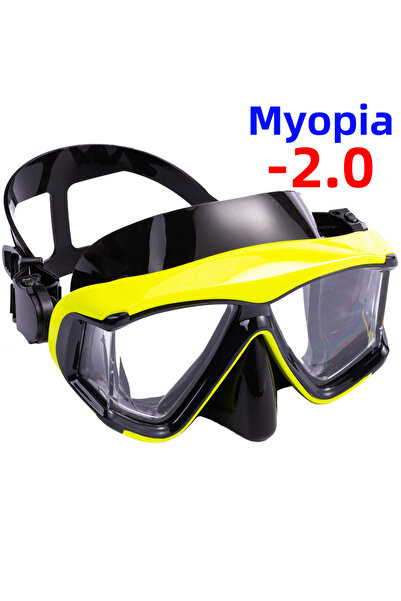 Choice Yellow-Black-200 Optical Myopia Snorkel Diving Mask Swimming Goggles N...