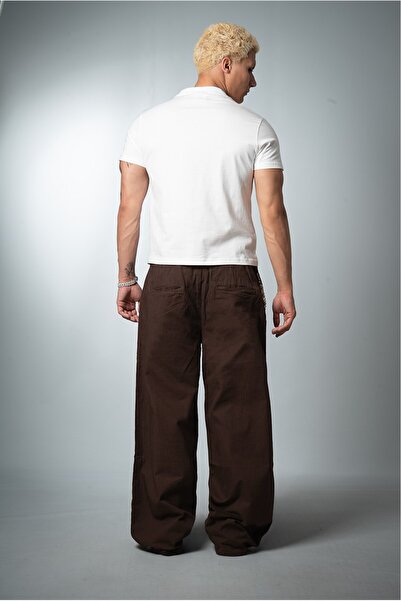 GRJ denim Kahve Keten Super Baggy Erkek Pantolon