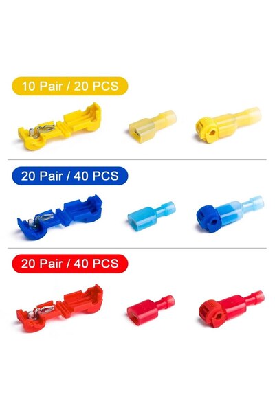 Choice 50 pairs mix 100pcs/50pairs T-Tap Wire Connectors, T Tap Electrical Co...