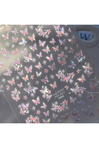 Choice MS803 Gradient White Pink Butterfly Flower Shiny Stars Chic Spring Pet...