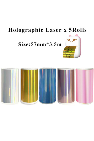 Choice 5Roll HD Holographic Laser Thermal Sticker Photo Notes suit for T02/M0...