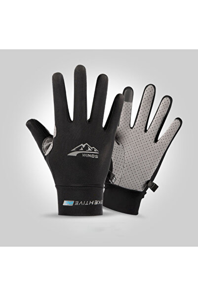 Choice L Black Cycling Gloves Men Women Summer UV Protection Ice Silk Touch S...
