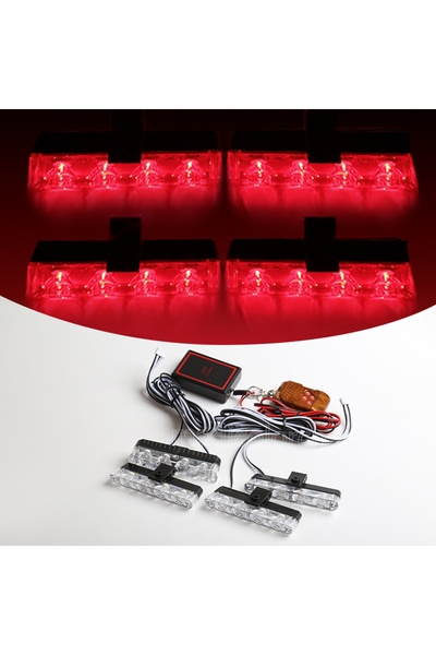 Choice6 Red Grill Car LED Light Strobe Red Blue Emergency Remote Wireless Con...