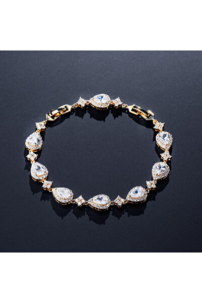 Choice Gold Color ZAKOL Classic Geometric Water Drop CZ Bracelet for Women Br...