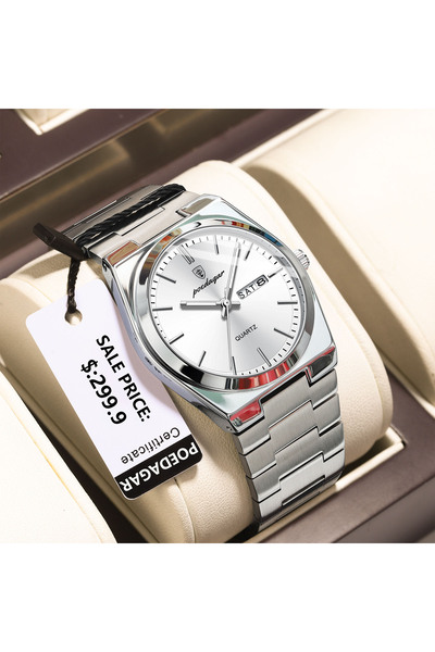 POEDAGAR 930 Silver White High Quality Watches For Men Stainless Steel Waterp...
