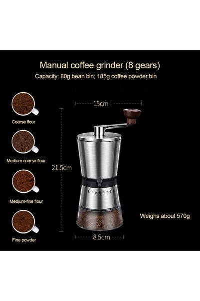 Choice 8 gears Manual Coffee Grinder High Quality Hand Coffee Mill with Ceram...