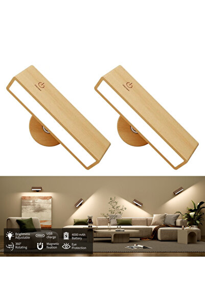 Choice 2pcs Beech Wood Nordic Wood Wall Lamp With 360 Rotate Dimmable Wall Sc...