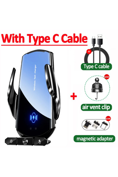Vikefon With Cable Black Wireless Charger Car Auto Magnetic Air Vent Phone Ho...