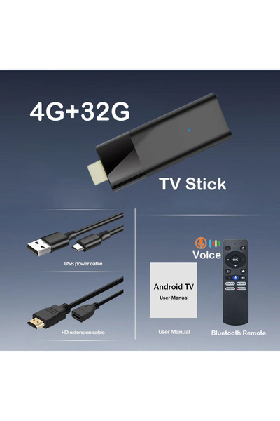 Choice جهاز تحكم عن بعد صوتي 4G 32G Q12 Mini TV Stick بنظام Android 16 ATV، ذ...