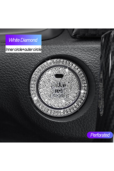 Choice4 Perforated White 2Pcs/set Car Start Switch Button Auto Decorative Dia...