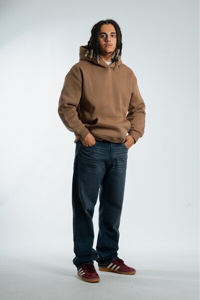 Plus Eighteen Kahve Basic Erkek Hoodie US3995KHA