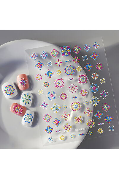 Choice NK5D-0480 1Pcs 5D Bohemian Style Nail Art Stickers Baroque Symphony Fl...