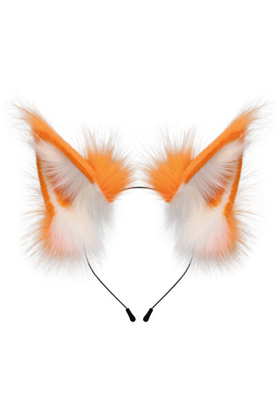 Choice8 Orangewhite Animal Faux Fur Fox Wolf Ear Headband Furry Handmade Hair...