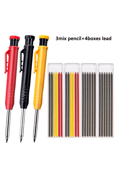 Choice5 3mix pencils 4leads Solid Carpenter Pencil Set Woodworking Tools Mech...