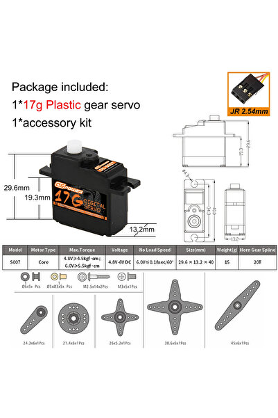 Choice 17g 3Pin JR2.54 DSPOWER 17g 21g Digital Plastic /Metal Gear Waterproof...