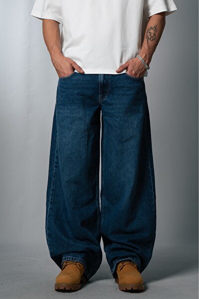 GRJ denim Pantaloni pentru bărbați, albastru, cu picioare largi, oversize, largi