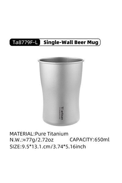 Choice1 650ML Tiartisan Pure Titanium Single-layer Beer Mug Outdoor Camping U...