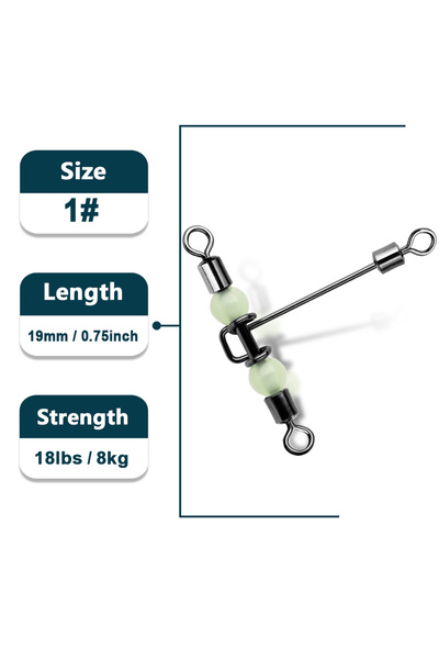 Choice Size-1 19mm 8kg 9KM 10Pcs 3 Way Swivels Three Way Fishing Swivel Tackl...