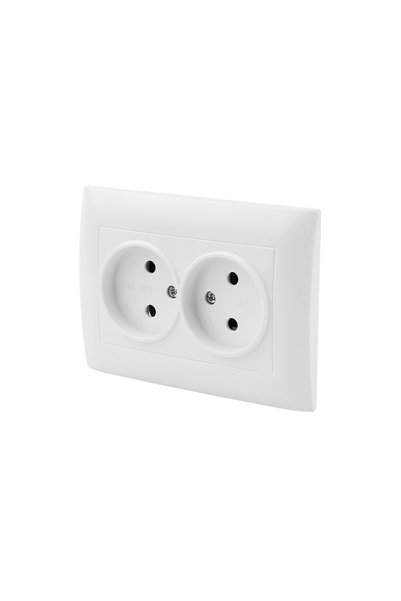 Choice EU 2 Socket Not Ground White Wall Embedded Power Sockets Flame Retarda...