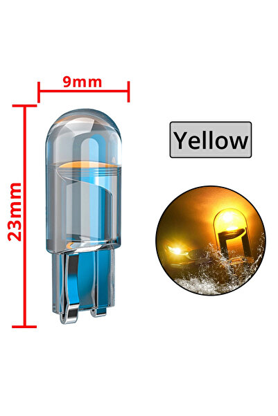 Choice 2pcs Yellow 2/4 W5W 194 T10 Glass Housing Cob LED Home Bulb 6000K Wedg...