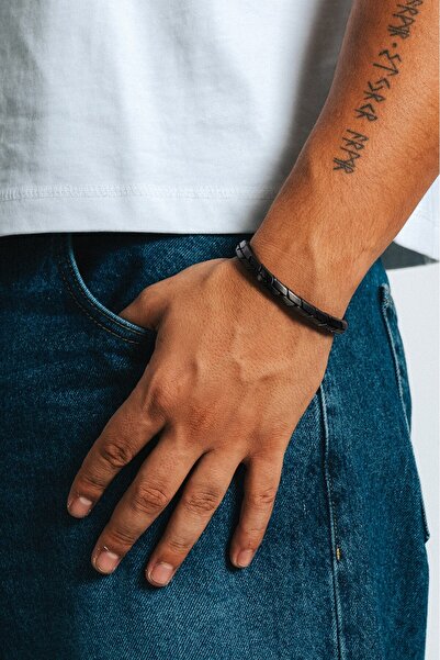 Crupt Studio 316L Black Stainless Steel Spring Men's Bracelet