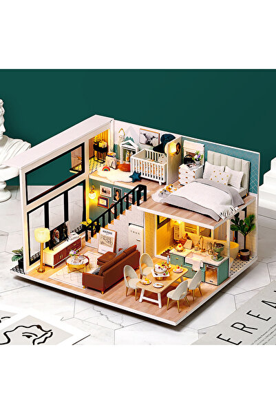 Choice L-031-AExclud cover Wooden Mini Doll House DIY Handmade Duplex Apartme...