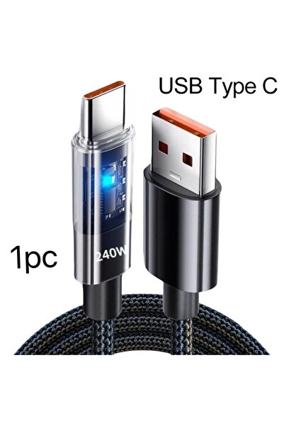 Choice3 0.25m black Nylon Type C USB Cable 24oW Super Fast Charging USB C Pho...
