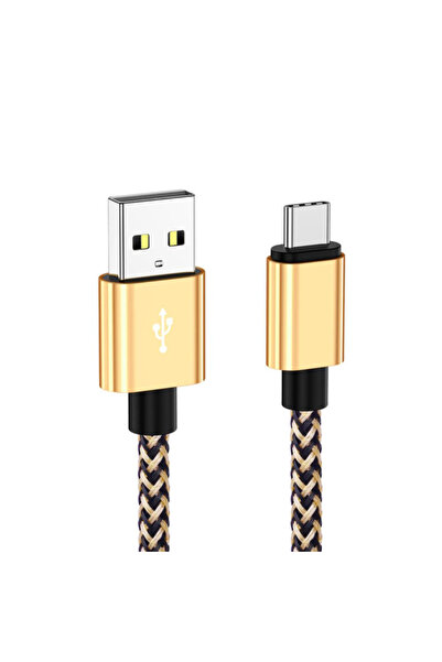 Choice 1m Gold USB Type C Cable Fast Charging Battery Charger Wire Woven Nylo...
