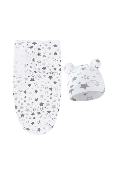Choice8 Silver Baby Blanket Hat Set Cartoon Printed Cotton Newborn Swaddle Ad...