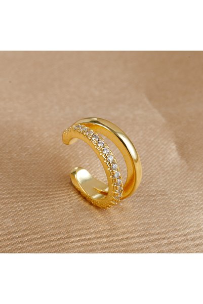 Choice E1126-Gold-White 1PC Stainless Steel Zircon Clip Earrings Female Buckl...