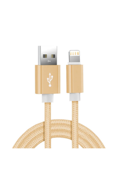 Choice 0.25m Gold Metal Nylon Braided USB Charger Cable for iPhone 14 8 7 6S ...