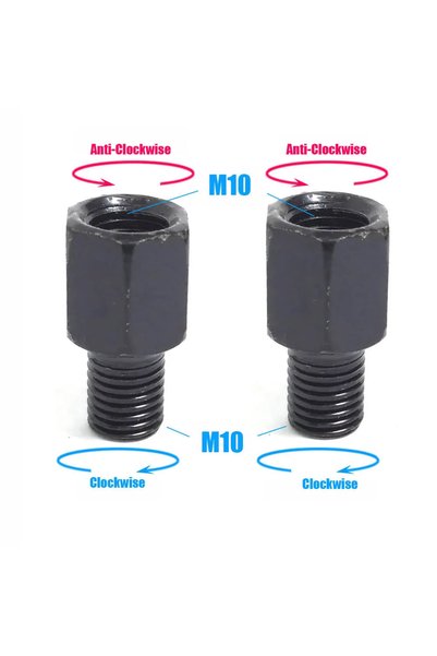 Choice1 M10M10 (LR and LR) 1 Pair Black Motorcycle Mirror Adapters M10 10MM M...