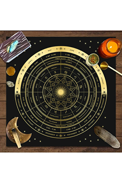 Choice 75x75cm JP117 1pc Tarot card tablecloth, 12 zodiac astrology altar clo...