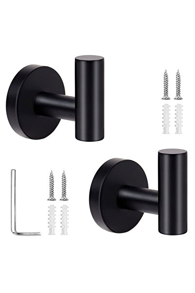 Choice Black Punch 2Pcs Polished Bathroom Towel Hooks Stainless Steel Coat Ro...