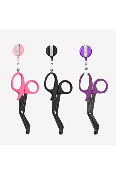 Choice7 3pcs 1/2/3 Sets Nursing Scissors with Retractable Badge Reel, Stainle...
