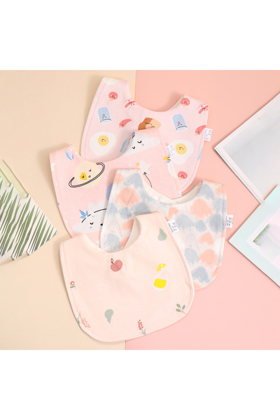 Choice3 style 4 4pcs Cotton Soft Baby Adjustable Bibs Infant Bib Newborn Burp...