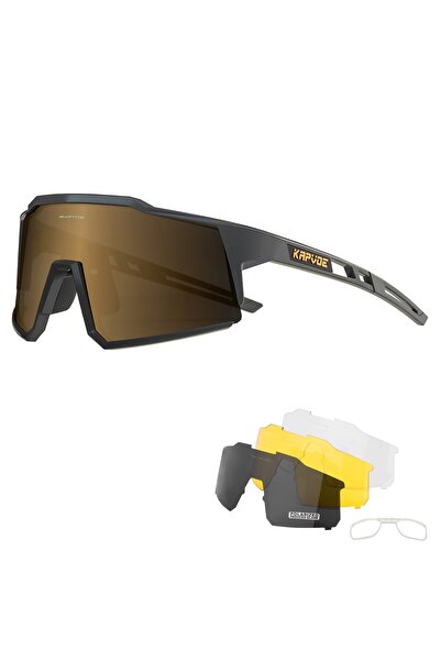 KAPVOE KE9022-4LENS-04 نظارات شمسية لركوب الدراجات للرجال، نظارات شمسية رياضي...