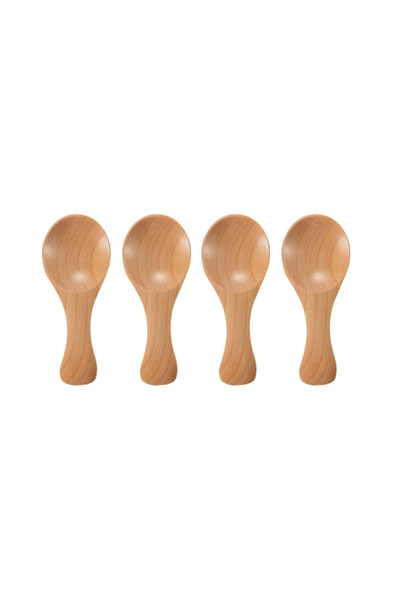 Choice Natural Wood Color 4Pcs Mini Wooden Spoons Small Kitchen Condiment Spo...