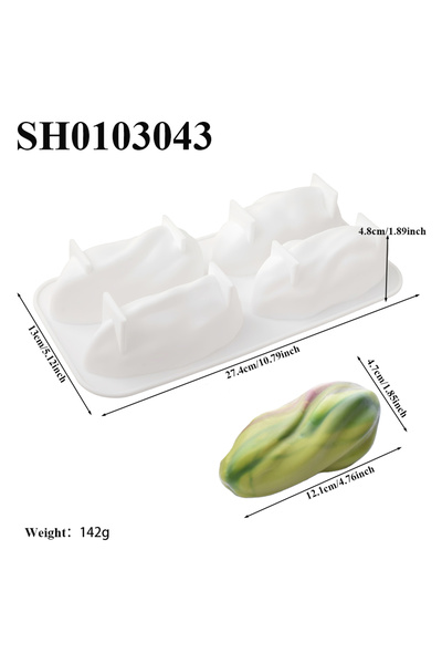 Choice SH0103043 1 or 4-Cell Silicone Chocolate Mold Pistachios Design Mousse...