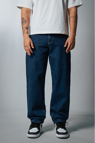 UKHWD SUPPLY Urbane mornarske široke traper pantalone za muškarce