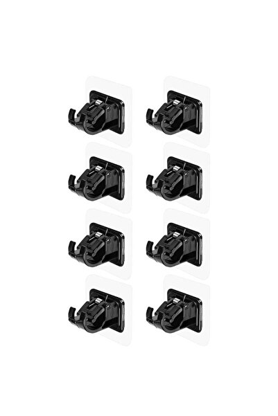 Choice 6x6-Black 8pc Self Adhesive No Drill Adjustable Curtain Rod Holder Hoo...